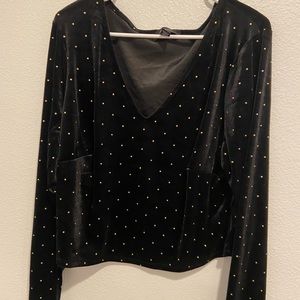 Plus Size Black Skirt & Top With Rhinestones 3x